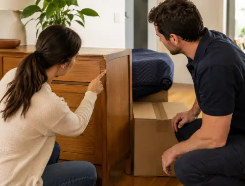 Moving service liability information covering damage, insurance and customer responsibilities