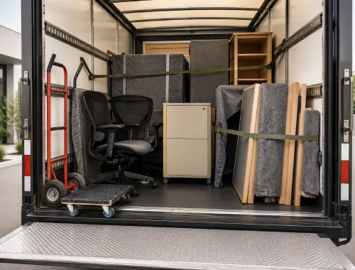 Office furniture being relocated within or between workplace locations
