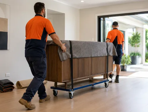 Furniture transport supporting property preparation and real estate presentation