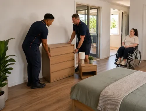 Furniture and household belongings being relocated for an NDIS participant