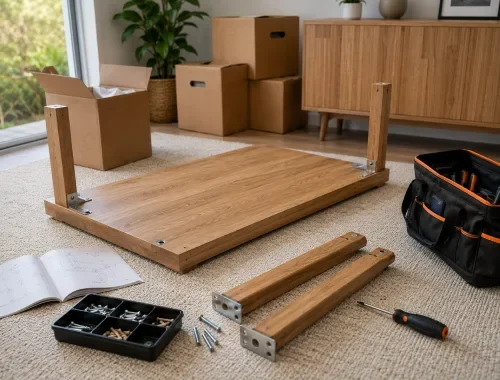Furniture being disassembled and reassembled as part of a move