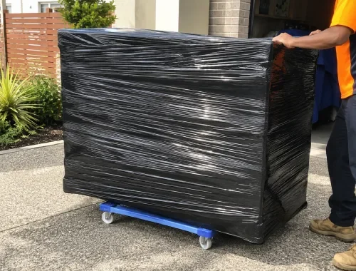 Protective furniture wrapping arranged for residential and commercial moves