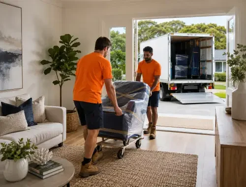 Furniture being moved for home staging and property presentation