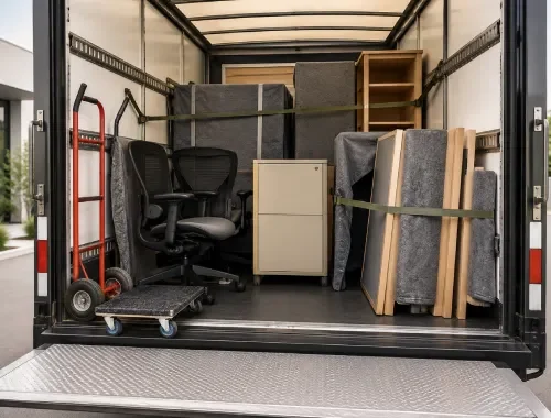 Office furniture being relocated within or between workplace locations