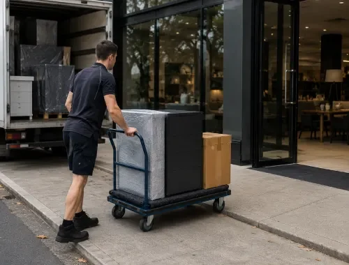 Furniture collected from a retail store and delivered to a residential address