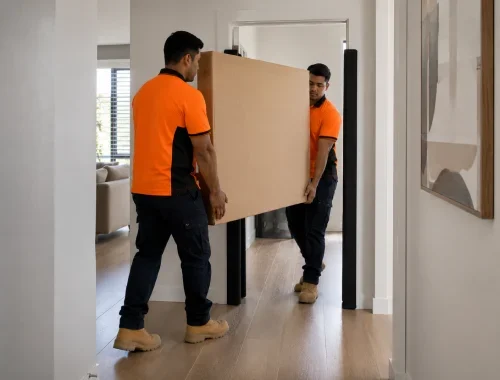 Single furniture item prepared for collection, transport and delivery
